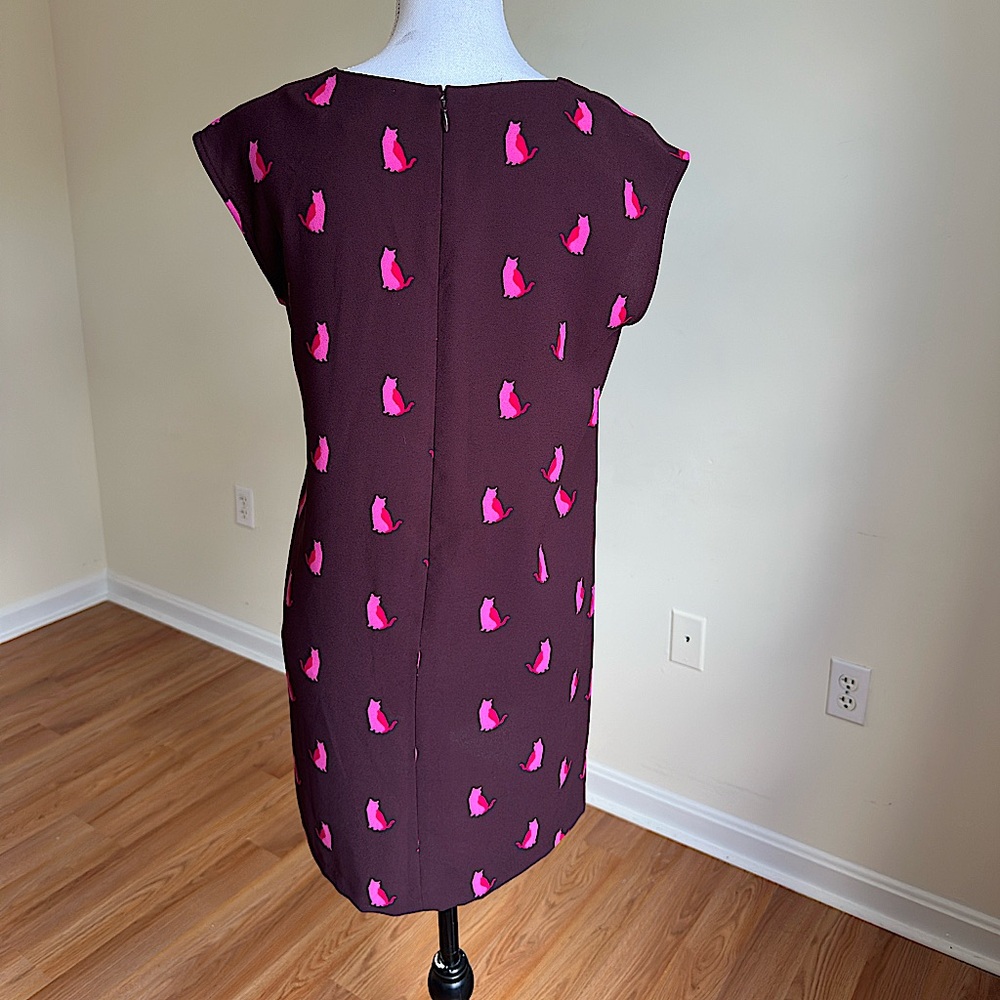 Ann Taylor LOFT purple & pink cat print shift dress size S Petite - Picture 5 of 13